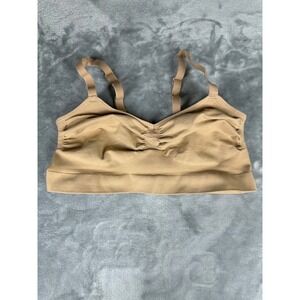 Maidenform Bralette Womens L Beige FL6100 Seamless Ruched Adjustable Straps Nude